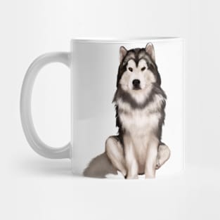 Cute Alaskan Malamute Drawing Mug